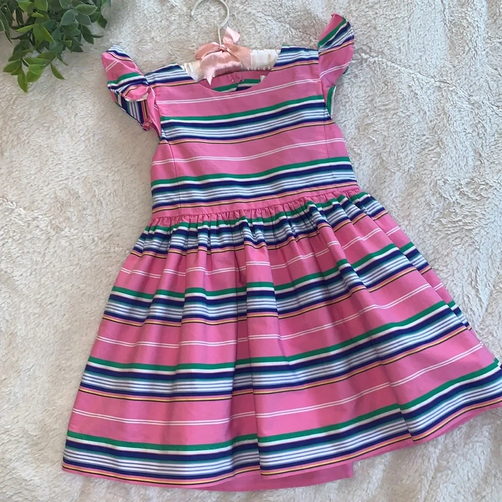 Ralph Lauren Pink Striped Dress 24M 💖EUC Gorgeous
